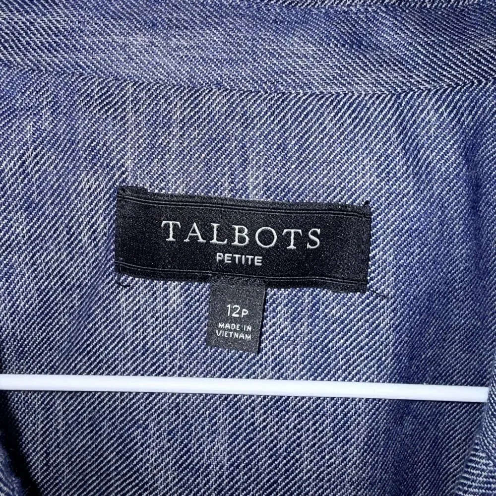 Talbots Denim Double Breasted Blazer - Blue 12P - Picture 5 of 8